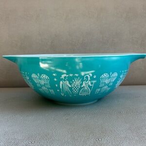 Vintage Pyrex 444 Cinderella Bowl Turquoise Amish Butterprint 4 Qt